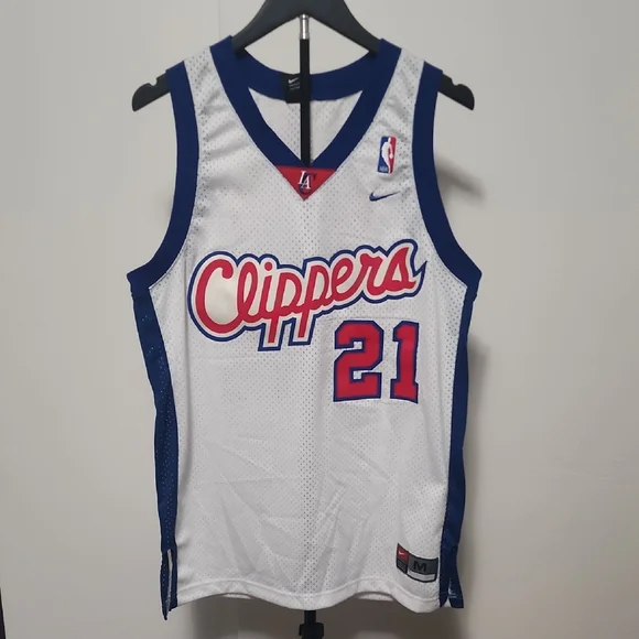 Vintage LA Clippers Script Jersey #21 White NBA Nike Throwback - Picture 2 of 10